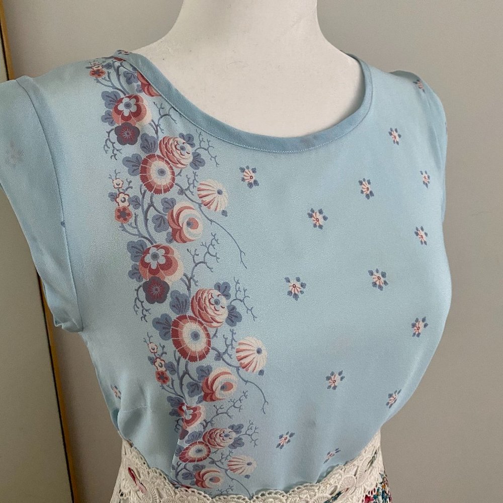 Robert Friedman Silk Cap Sleeve Blouse